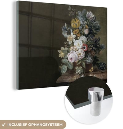 MuchoWow® Glasschilderij 120x90 cm - Schilderij acrylglas - Bloemen - Eelke Jelles Eelkema - Oude meesters - Foto op glas - Schilderijen