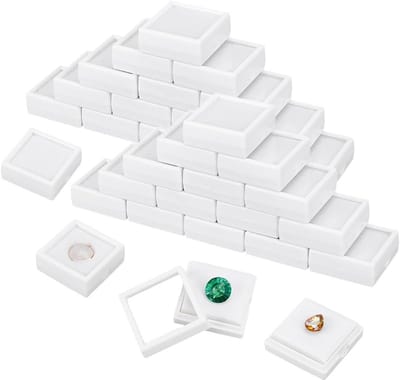 48 Stuks Transparante Displaybox voor Edelstenen, 4x4x1.5cm Plastic Dozen met Duidelijke Deksel voor Sieraden en Verpakking van Edelstenen