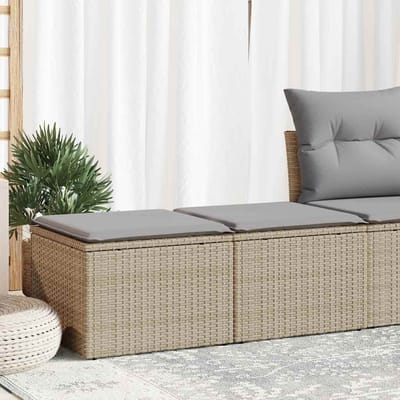 vidaXL - 2-delige - Loungeset - met - kussens - poly - rattan - acacia - beige