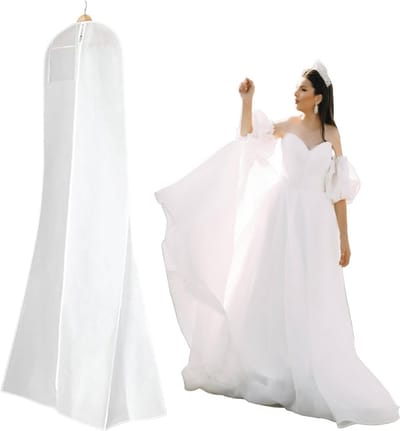 Kledinghoes Bruidsjurk - Beschermhoes Kleding - Kleding Opbergen - Volledige Bescherming - 180 cm Lang - Wit