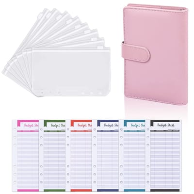 Dailygoods - A6 Budgetmap met Transparante Geldenveloppen en Notitieboek - Roze Organizer