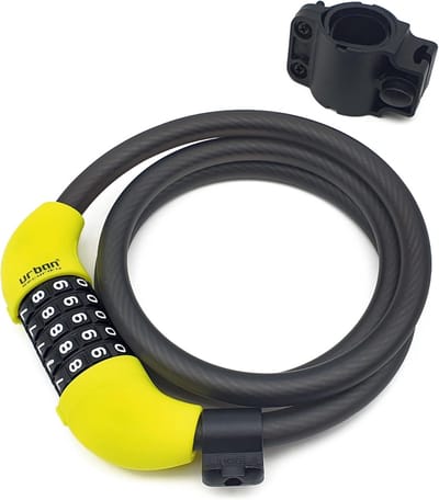 SnelShoppen - UR454M Fietsslot met Combinatie Flexibele Staalkabel Ketting Ø12mm, 120cm - Stevig Antidiefstal Fietsslot voor Veilig Fietsen, Compact e