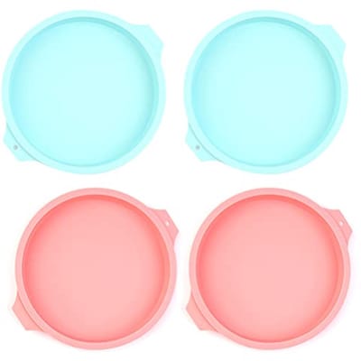 4 Stuks Silicone Cakevormen - Ronde Antiaanbak Taartvormpjes voor Pannenkoeken, Pizza en Omelet