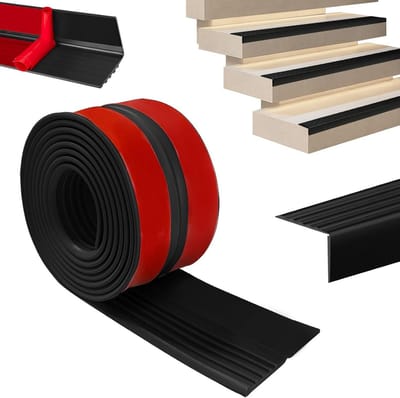 Zelfklevend Traprandprofiel Rubber - 2 Meter Flexibele Overgangsprofiel voor Binnen en Buiten - Zwart
