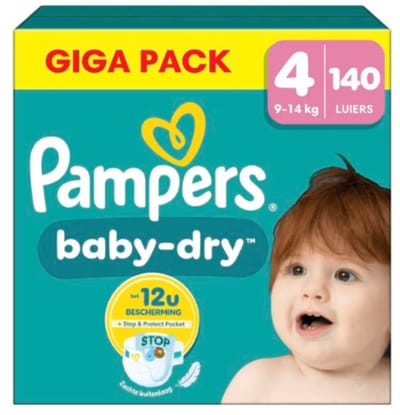 Pampers Baby-Dry - Maat 4 (9kg-14kg) - 140 Luiers - Maandbox