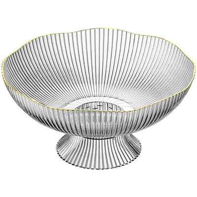 Assiette à fruits amovible avec trous de drainage, bol décoratif en plastique coloré cannelé, pièce maîtresse de table gray