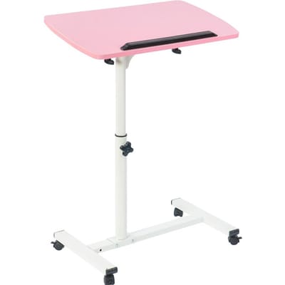 Draagbaar Multifunctioneel Verwijderbaar Laptop Bureau met Wielen Bed Sofa Boeken Snack Roze roze