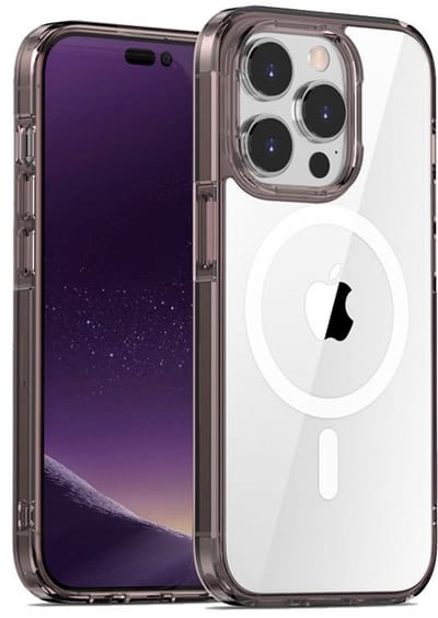 Mobiq - Schokbestendige MagSafe Case geschikt voor iPhone 16 Pro - transparant/zwart