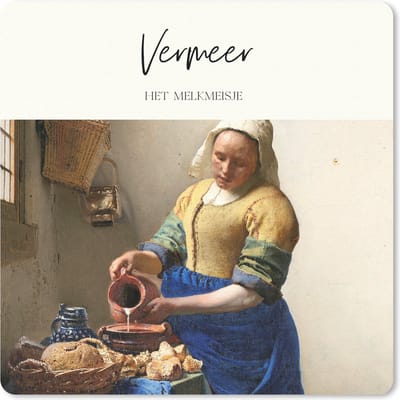 Muismat 20x20 cm - Mousepad Melkmeisje - Johannes Vermeer - Kunst - Muismatten