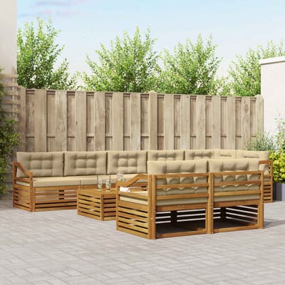 vidaXL - Buiten - bank - set - 9 - st - Natuurlijk - en - Beige