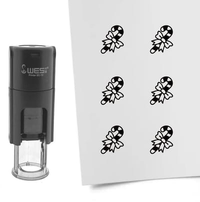 CombiCraft Stempel kerststok 10mm rond zwarte inkt - per 1 stuk