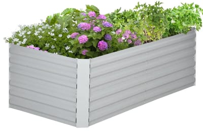 Grote Plantenbak - Luxe Bloembak - Verhoogd Plantenbed - Bloempot - Tuinbed - Kweekbak - Moestuinbak - voor Buiten, Terras, Tuin & Balkon - voor Groenten, Bloemen & Kruiden - 180 x 90 x 59 cm - Lichtgrijs