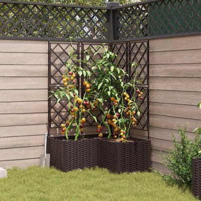 vidaXL - Tuin - Plantpot - 3 - pcs - Bruin - 80 - x - 80 - x - 143 - cm - Kunststof