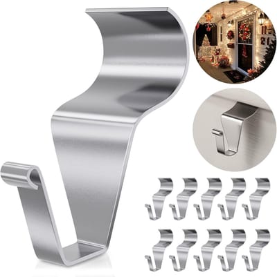 Roestvrijstalen Haken - 10-pack – Robuuste Bevestigingsclips voor Terras en Gevel – Boren Niet Nodig – Roestvrijstalen Haken voor het Ophangen van Decoraties (zoals kransen) aan Horizontale Vinyl Gevelbekleding