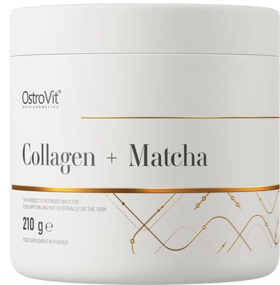 Collageen + Matcha + L-glutathion + Vitamine C - Voor Huid* Haar* Nagels* Immuunsysteem* | Viscollageenpeptiden (gehydrolyseerd) 2200mg | Poeder | Ostrovit