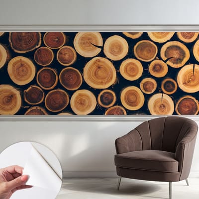 Coloray Zelfklevend Behang - Houten cirkels Stickerbehang op rol - 250x104 cm - Bruin Zelfklevend Behang - Voor de woonkamer, slaapkamer en hal. - Plakklare achterzijde - Zelfklevend fotobehang