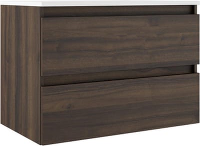 Adema Chaci Badkameronderkast - 80cm - 2 lades - greeploos - binnenlade linnen - noten (hout)