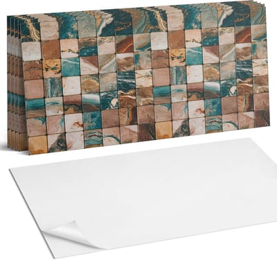 Coloray Plaktegels - Mozaïek met stenen tegels Wandtegel Zelfklevend - 60 cm x 30 cm - Groente Plaktegels - 6 stuks - Rechthoek PVC Tegels - Plaktegels Keuken - Zelfklevende Vloertegels Badkamer - Vinyltegels Vloer Zelfklevend - Portugese Tegels