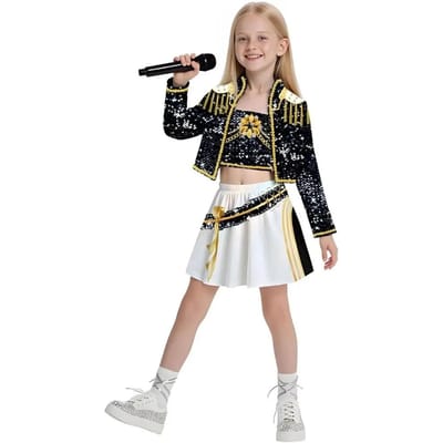 Kinderen Meisjes Rumi Zoey Mira Cosplay Kostuum voor Kind Bedrukte Kleding Rollenspel Halloween Carnaval Kostuum 120 black