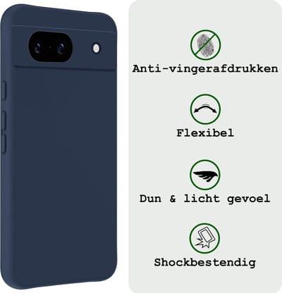 Hoesje Geschikt voor Google Pixel 8a - Sterk & Shockproof - Hoes Cover - Siliconen Case - Donkerblauw