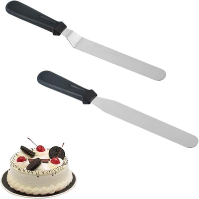 Set van 2 RVS Taartscheppen met Kunststof Handvat - Professionele Decoratie Spatula voor Taart, Glazuur en Bakken, Ideaal voor Patissiers en Bakliefhebbers