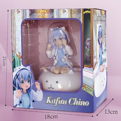 21CM Anime Is The Order A Rabbit Kafuu Chino Hoto Kokoa Anime Figuur Zittend Pyjama Outfit Speelgoed Cadeau Verzameling Actiefiguur No box gray