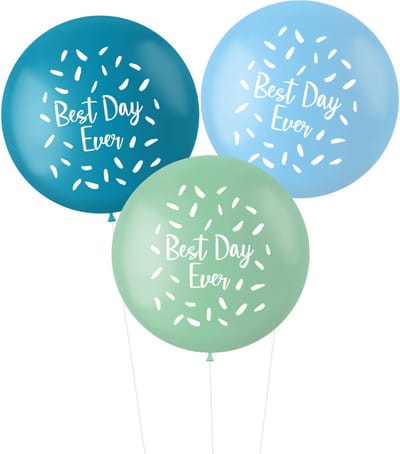Ballonnen Pastel XL Best Day Ever Blauw - 3stk