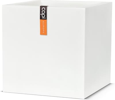 Capi Europe - Bloempot vierkant Terrazzo - 20x20 - Wit - Bloempot voor buiten - WFL901
