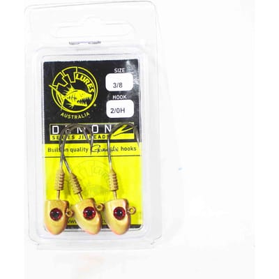 Tackle Tactics TT Demonz Jig Head 3/8oz 2/0H 3/pack Golden Boy (7105) yellow