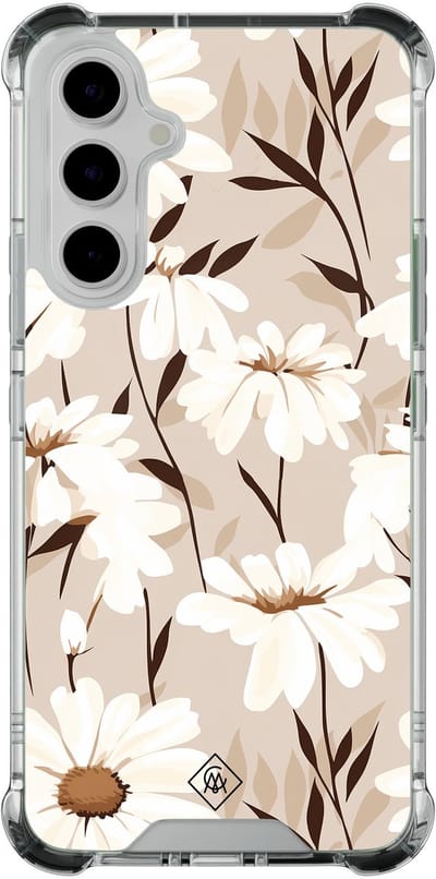 Casimoda® hoesje - Geschikt voor Samsung Galaxy A54 - In Bloom - Shockproof case - Extra sterk - TPU/polycarbonaat - Bruin/beige, Transparant