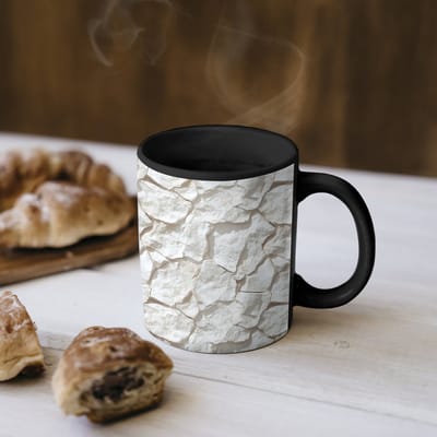 Magische Mok - Foto op Warmte Mokken - Koffiemok - Structuur - Rots - Wit - Magic Mok - Beker - 350 ML - Theemok