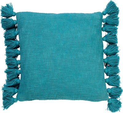 Dutch Decor RUBY - kussenhoes 45x45 cm - 100% katoen - met flosjes - Aquarelle - blauw - met rits - zonder binnenkussen