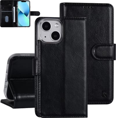 UNIQ Accessory Zwart Pu Leer Book Case Telefoonhoesje voor Apple iPhone 13 Mini - Bescherming & Stijlvolle Look