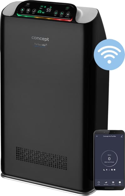 CONCEPT - Hausgeräte Perfect Air SMART CA2000 luchtreiniger / luchtreiniger 320 m3 / h 7-traps filtratie HEPA-13 stoffilter ionisator koolstoffilter 99,9% mobiele app / Zwart