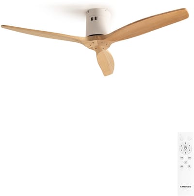 CREATE - Plafondventilator 40W silent Ø132 cm - Met Afstandsbediening - 6 Snelheden - Timer - Zomer/Winter functie - Wit- WIND CALM