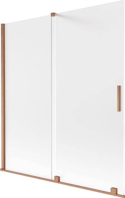 Mexen Velar badwand scherm 2-delige schuif 150 x 150 cm, ijs, geborsteld koper - 896-150-000-31-65