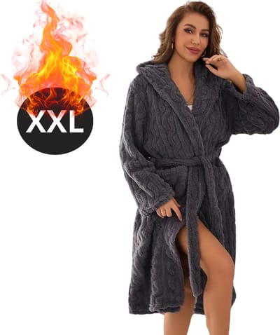 Bovista Badjas Dames - Fleece - Katoen - Badstof - Sauna - Hamam - Wafel - Bathrobe - Duster - Ochtendjas - Kimono - Spa - Donkergrijs XXL