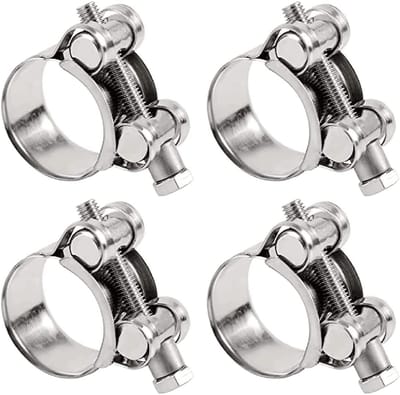 Verstelbare Slangklemmen van RVS 304, Heavy Duty 23-25mm, Set van 4 voor Pijpbevestiging en Slangbeveiliging