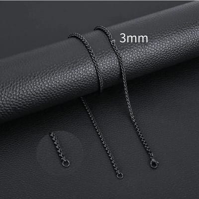 Aramat Jewels | Halskettingen | Zwarte Vossenstaart Ketting RVS – Stoere Schakelketting Staal Unisex | 3mm / 45cm |45cm | | Staal | Volwassenen | Verkleurd niet