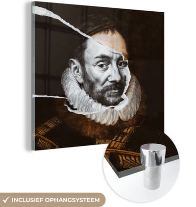 MuchoWow® Glasschilderij 50x50 cm - Schilderij acrylglas - Willem van Oranje - Oude Meesters - Adriaen Thomasz - Foto op glas - Schilderijen