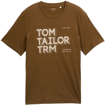 Tom Tailor - T-shirt met print - Maat S - dark palm