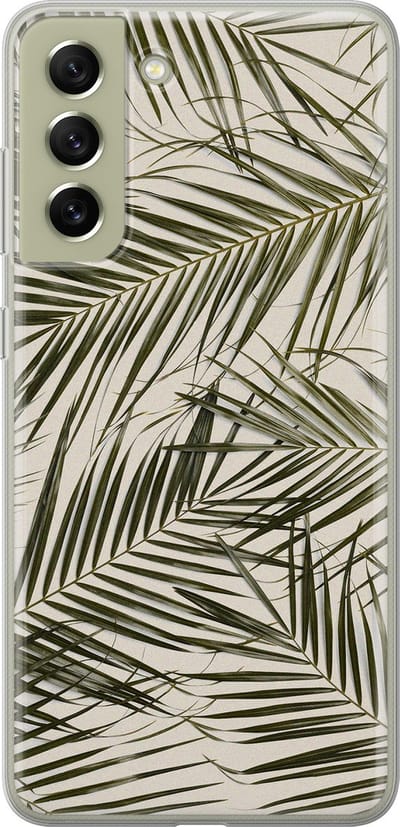 Leuke Telefoonhoesjes - Hoesje geschikt voor Samsung Galaxy S21 FE - Palmbladeren - Soft case - TPU - Planten - Groen