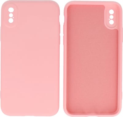 Hoesje Geschikt voor iPhone Xs & iPhone X - 2.0mm Dikke Fashion Telefoonhoesje Backcover - Siliconen Hoesje - Roze