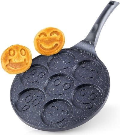 Spiegeleierpan Pannenkoekenpan - Koekenpan met vormen - Ontbijt maken - 7 uitsparingen - Ø 27 cm - Zwart