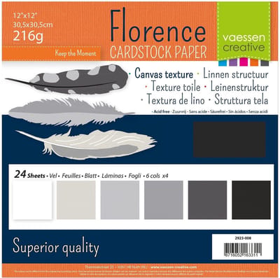 Vaessen Creative Cardstock - Zwart - 30,5 x 30,5 cm - 24 vellen - Textuur - 216 g