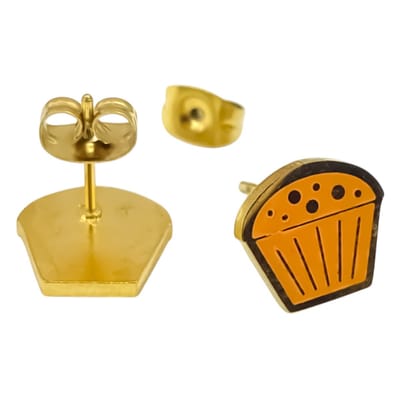 Hypoallergene Cupcake Oorknoppen - Gold-plated Premium Staal - 12 x 10 mm