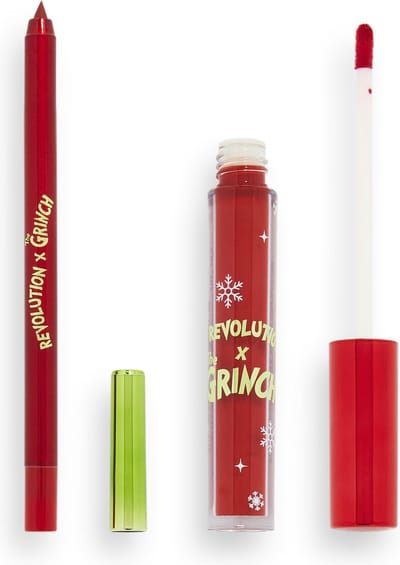 Makeup Revolution x The Grinch - Little Max Lip Kit - Lipstick & Lipliner Set - Red - Rood - Feestdagen - Kerst