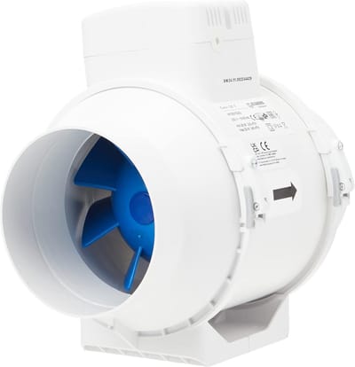 Axiale Ventilator voor Kanalen 100mm en 125mm met Omkeerfunctie Grijs