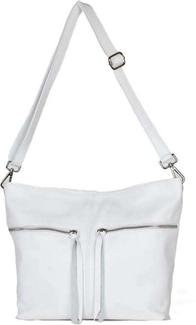AmbraModa GLX06 - Dames Schoudertas - Crossbodytas - Italiaanse tas van echt leer - Wit
