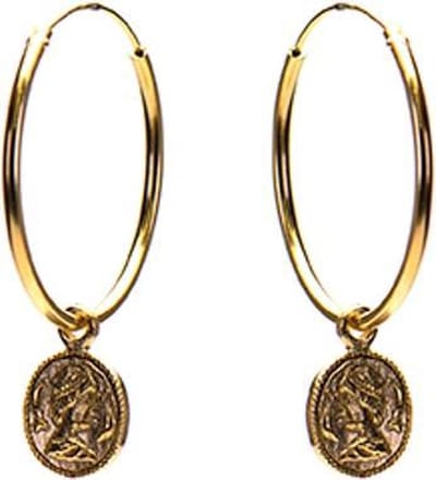 Karma 925 Sterling Zilveren Hoops Symbols Goudkleurige Coin Oorknoppen M1969-25